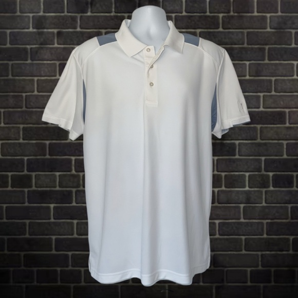 PGA Tour Other - PGA TOUR White & Blue Golf Polo Shirt XL